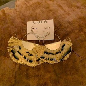 Yellow feather earrings